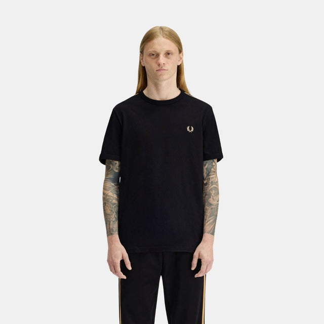 Fred Perry Contrast Tape Ringer Black/Champagne