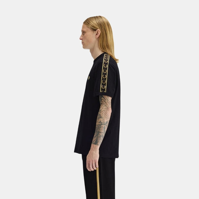 Fred Perry Contrast Tape Ringer Black/Champagne