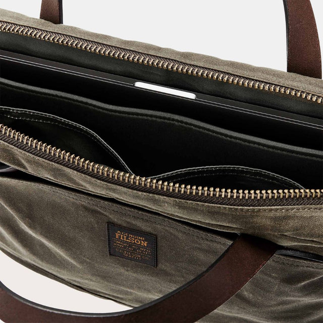 Filson Tin Cloth Compact Briefcase Otter Green