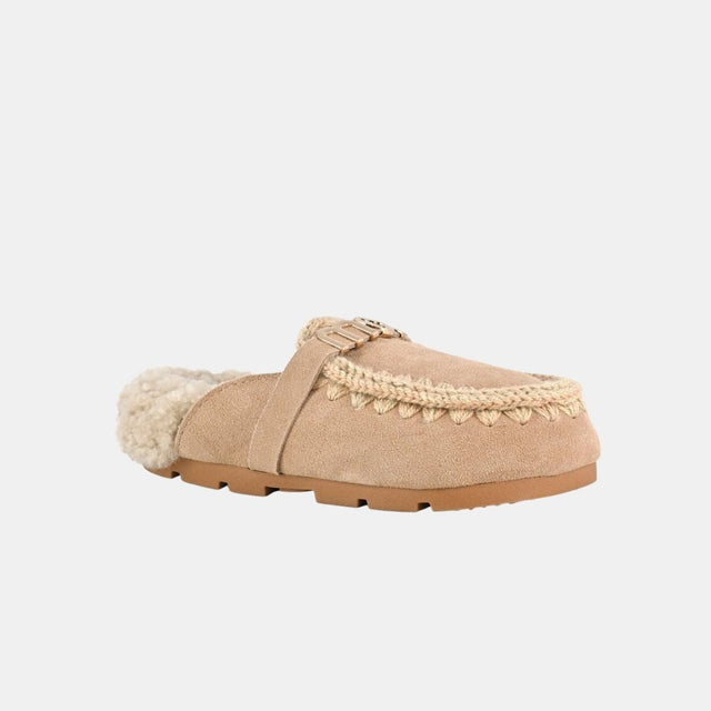 Mou Winter Bio Slide Suede-Letter Logo Camel
