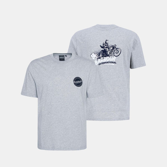 Barbour International Apleton Graphic T-Shirt Grey Marl