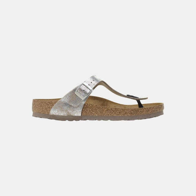 Birkenstock Gizeh Birko Flor Women's SYN Washed Metallic Silver