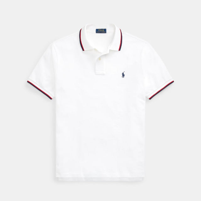 Polo Ralph Lauren Custom Slim Fit Mesh Polo Shirt White
