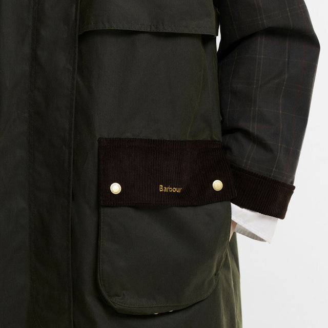 Barbour Checked Kirklees Wax Jacket Olive