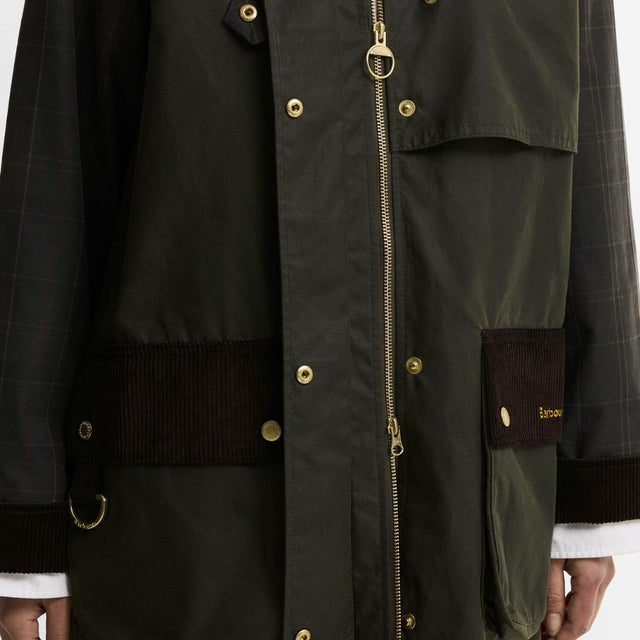 Barbour Checked Kirklees Wax Jacket Olive