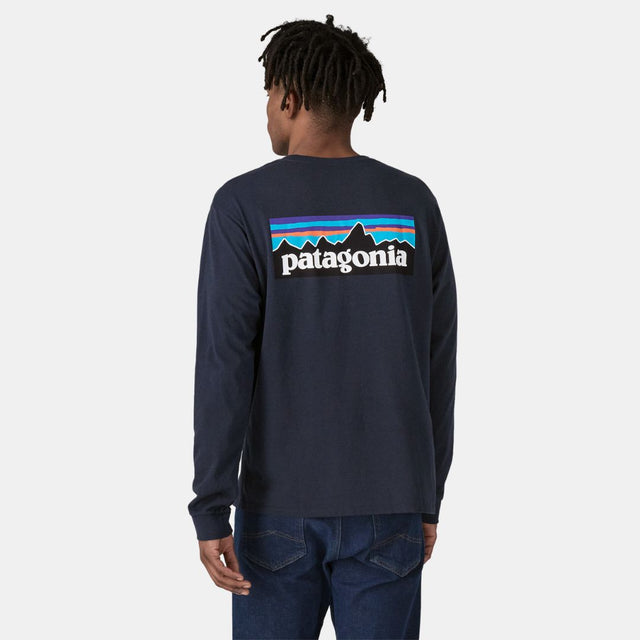 Patagonia Men's Long-Sleeved P-6 Logo Responsibili-Tee New Navy