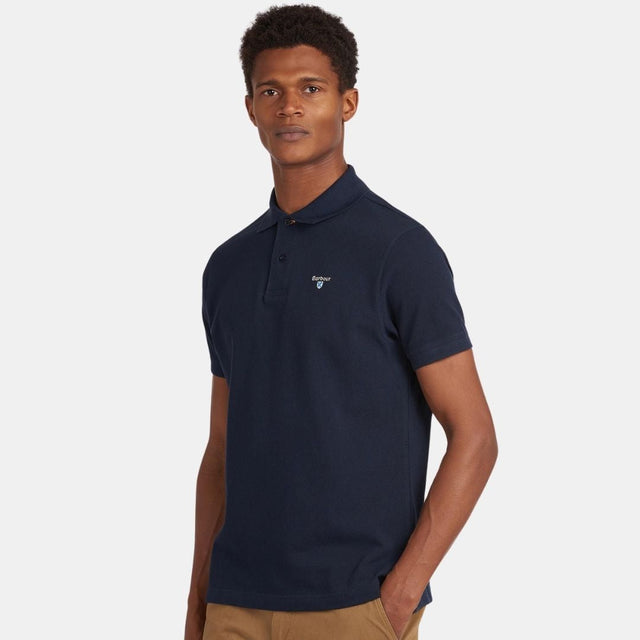Barbour Tartan Pique Polo Shirt New Navy