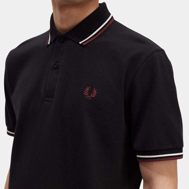 Fred Perry Polo M12 Black Ecru & Oxblood
