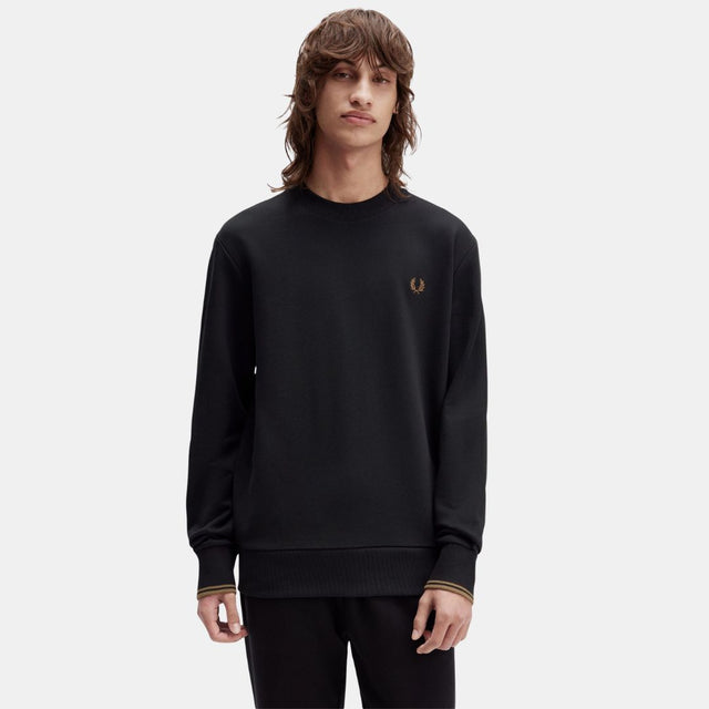 Fred Perry Crew Neck Sweatshirt Black-Champagne