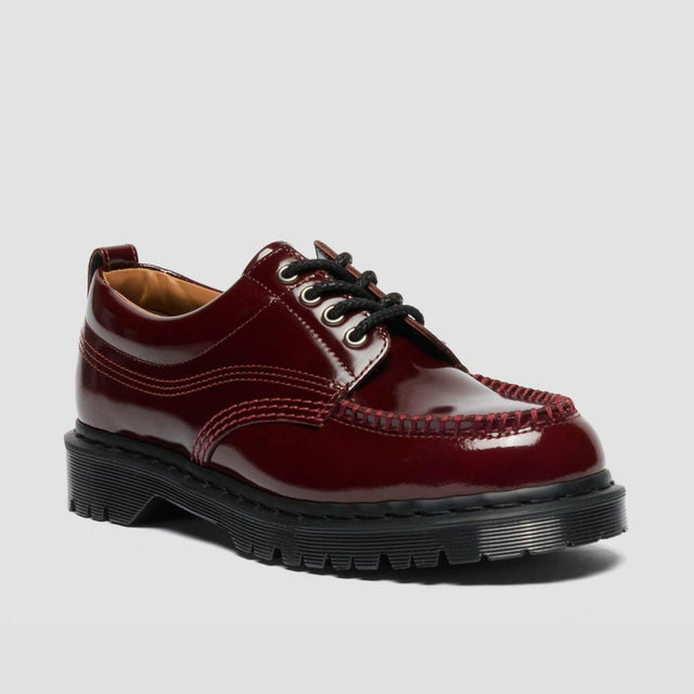 Dr. Martens Lowell Lacquered Leather Moc Toe Cherry Red