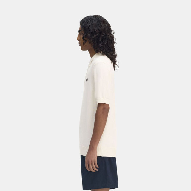 Fred Perry Cotton Knitted Shirt Ecru