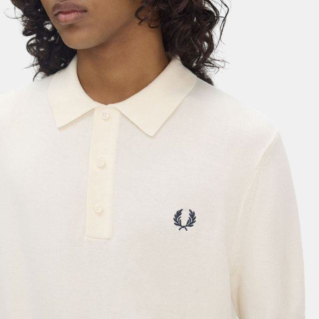 Fred Perry Cotton Knitted Shirt Ecru