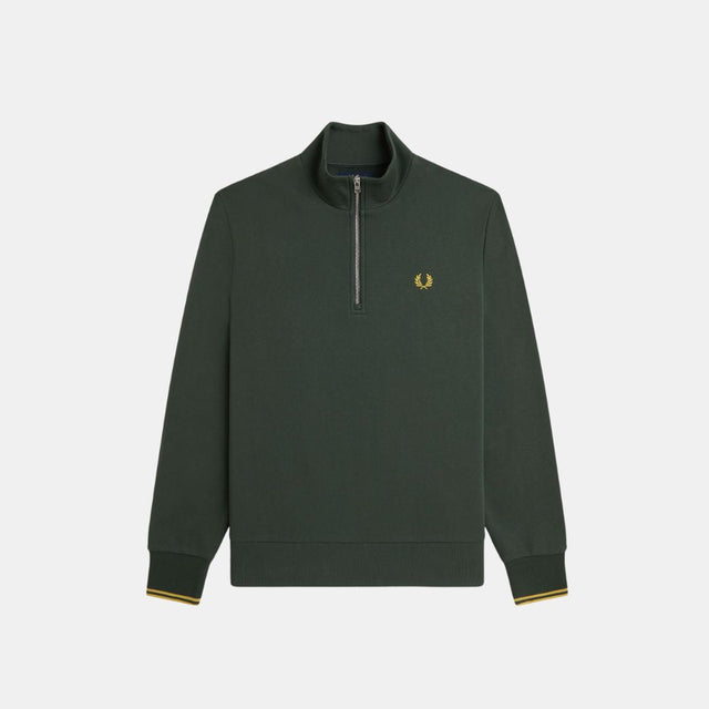 Fred Perry Half Zip Sweatshirt Court Green