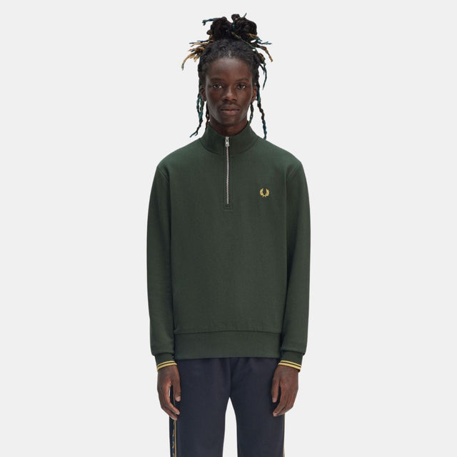 Fred Perry Half Zip Sweatshirt Court Green