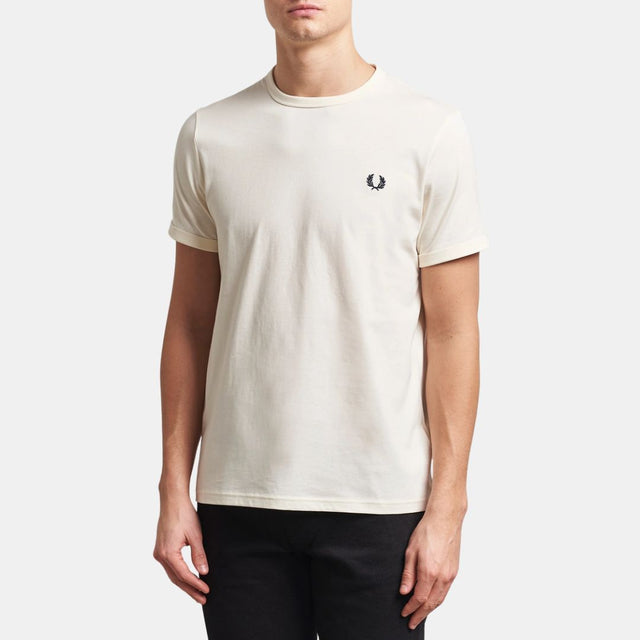 Fred Perry Ringer T-Shirt Ecru & Mahogany