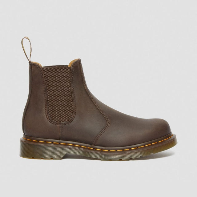 Dr. Martens Chelsea 2976 Yellow Stitch Men's Crazy Horse Dark Brown