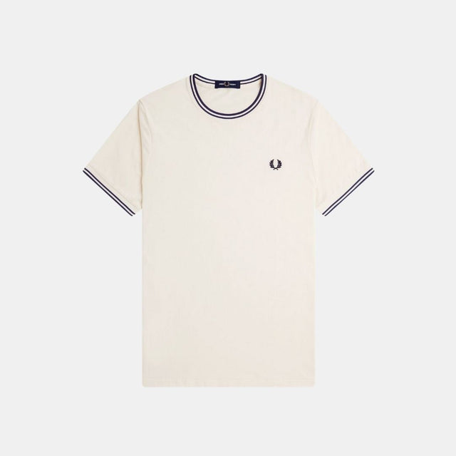 Fred Perry T-Shirt Twin Tipped Ecru & Tennis Blue