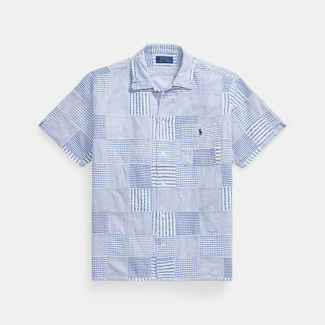 Polo Ralph Lauren Classic Fit Patchwork Seersucker Shirt Patchwork Blues