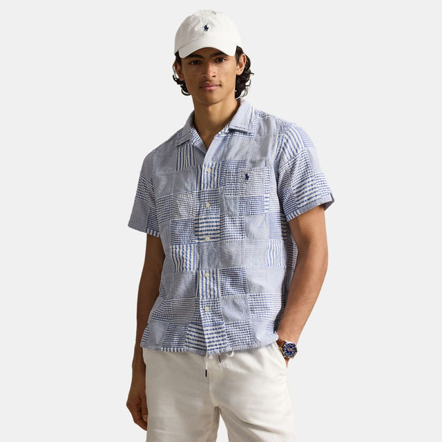 Polo Ralph Lauren Classic Fit Patchwork Seersucker Shirt Patchwork Blues