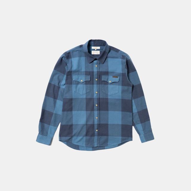 Camicia in flanella George di Nudie Jeans Co. blu
