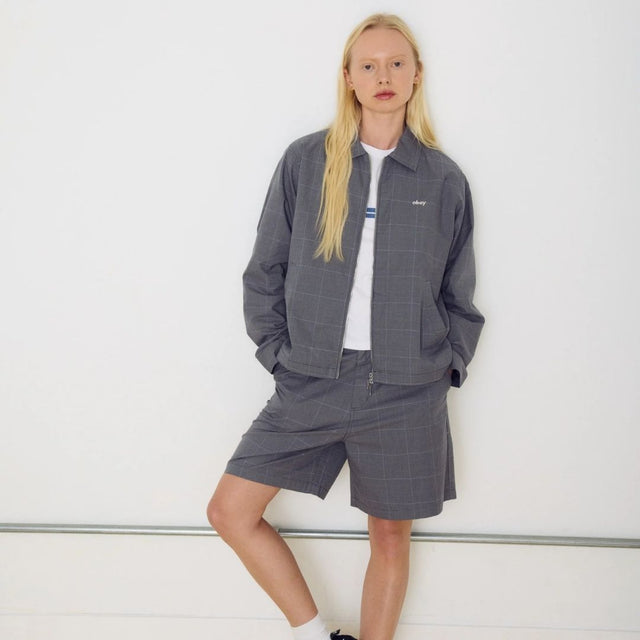 Obey Olivia Plaid Short Grey Plaid