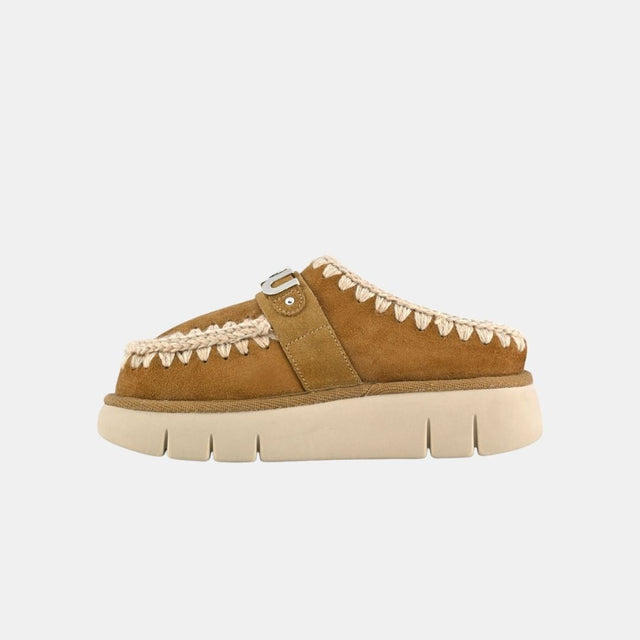 Mou Bounce Clog Metal Logo Cognac Suede