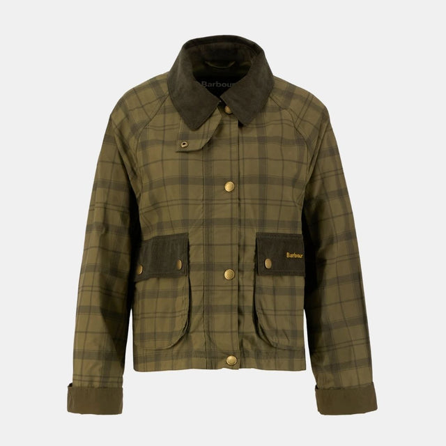 Barbour Tartan Cropped Beadnell Casual Jacket Dusky Green Tartan/Highland