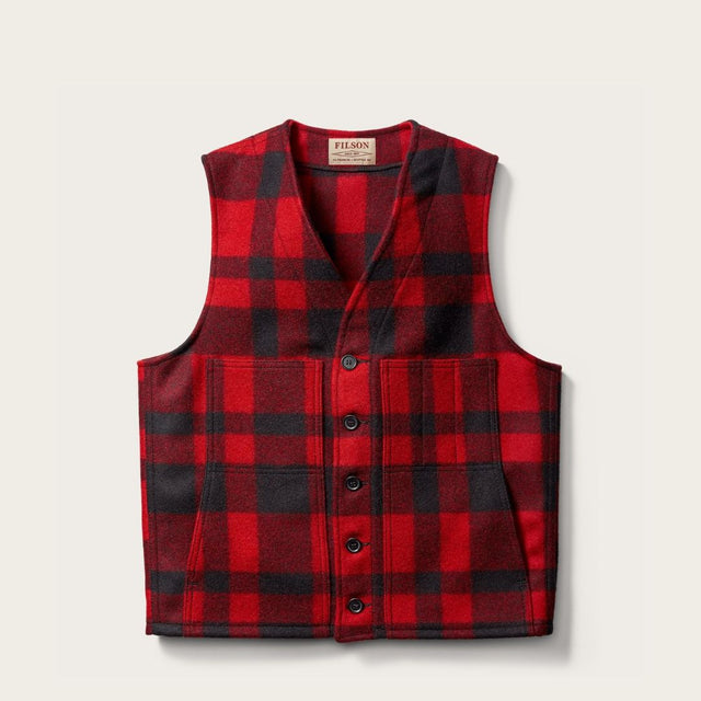 Filson Mackinaw Wool Vest Red-Black Plaid