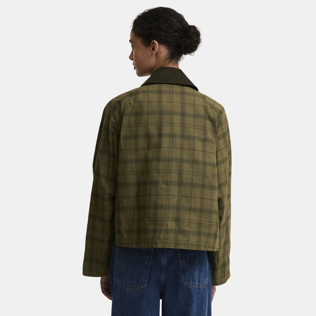 Barbour Tartan Cropped Beadnell Casual Jacket Dusky Green Tartan/Highland