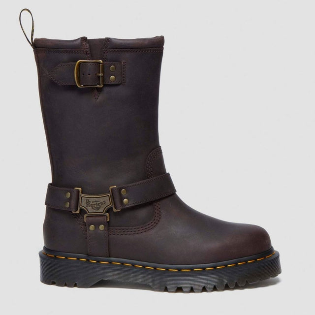 Dr. Martens Anistone Hi Burnished Waxy Pull Up Women's Dark Brown