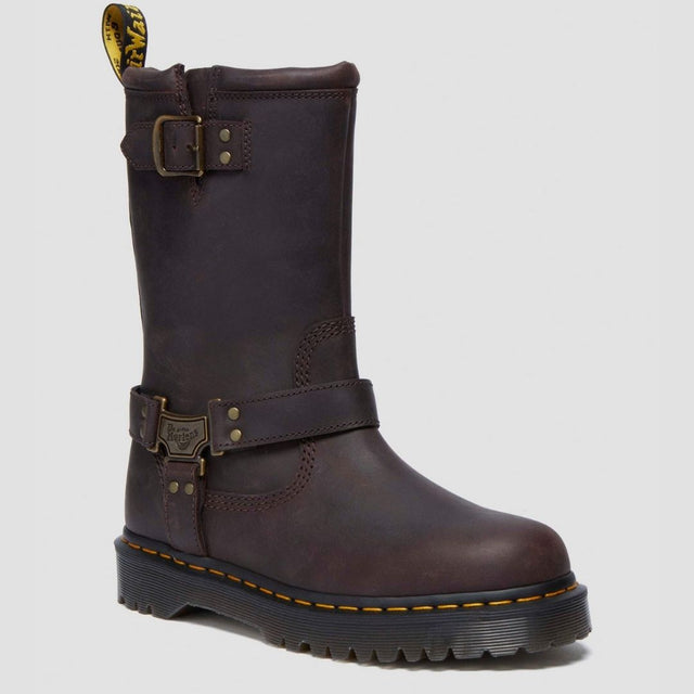 Dr. Martens Anistone Hi Burnished Waxy Pull Up Women's Dark Brown
