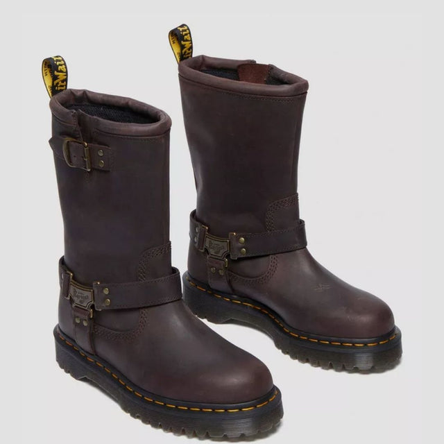Dr. Martens Anistone Hi Burnished Waxy Pull Up Women's Dark Brown