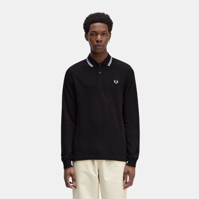 Fred Perry LS Polo M3636 Twin Tipped Black & White