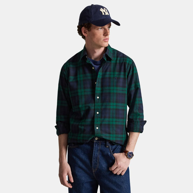 Polo Ralph Lauren Custom Fit Tattersall Oxford Shirt Navy/Green Multi