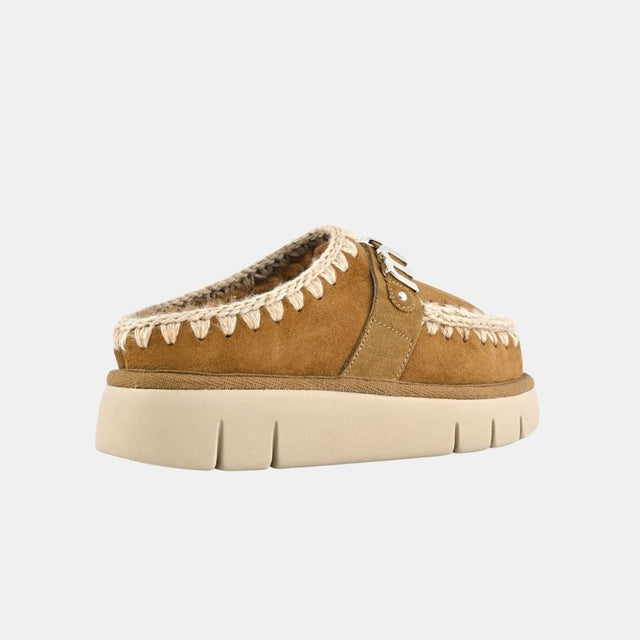 Mou Bounce Clog Metal Logo Cognac Suede