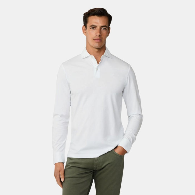 Hackett London Pima Cotton Polo Ls White