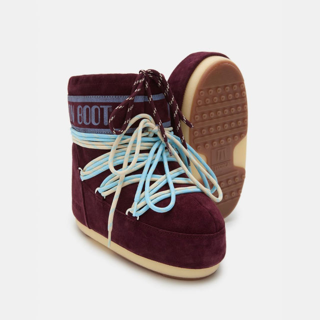 Moon Boot Icon Low Suede Laces Burgundy