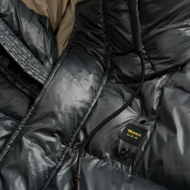 Blauer Long Jacket With Chest Pockets Aldrich Anthracite Grey Inside Beige