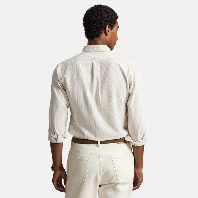 Polo Ralph Lauren Custom Fit Striped Oxford Shirt Beige/White