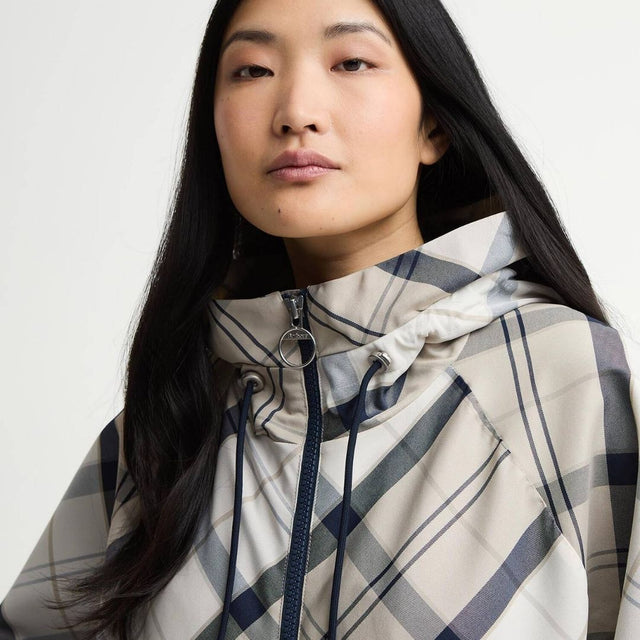 Barbour Kinsale Tartan Showerproof Cape Dress Navy Tartan