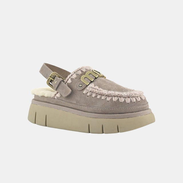 Mou Bounce Clog Back Strap-Letter Goat