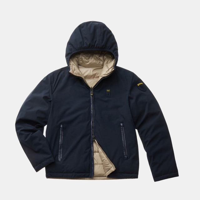 Blauer Ballar Reversible Nylon Neoprene Down Jacket Blue