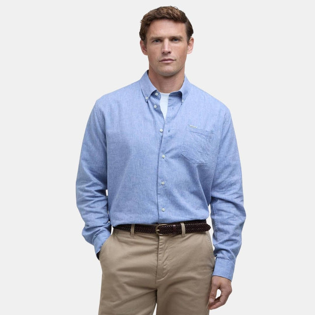 Barbour Nelson Linen Blend Regular Shirt Blue