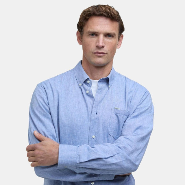 Barbour Nelson Linen Blend Regular Shirt Blue