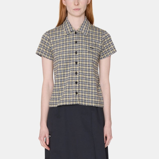 Obey Lila Micro Check Polo Ss Yellow Multi