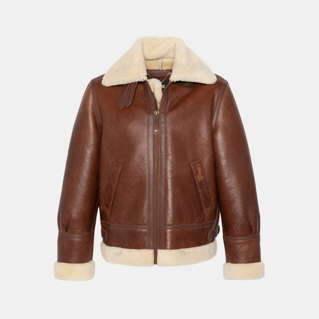 Schott NYC B-3 Bomber Jacket Sheepskin Leather Moka