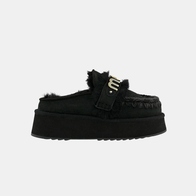 Mou Platform Clog-Letter Logo Black