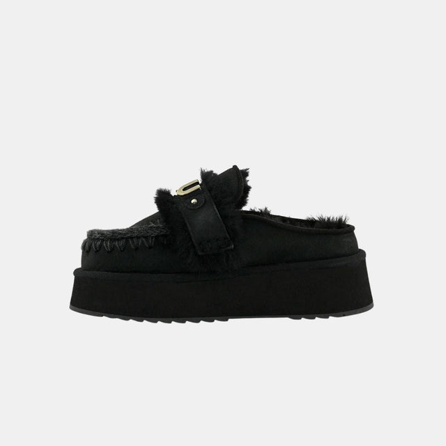 Mou Platform Clog-Letter Logo Black