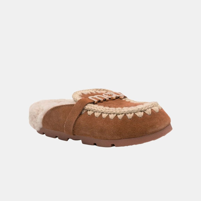 Mou Winter Bio Slide Suede-Letter Logo Cognac Suede