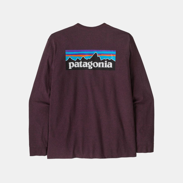 Patagonia Men's Long-Sleeved P-6 Logo Responsibili-Tee Berry Fig
